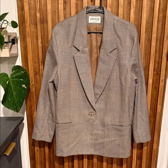 Vintage Gianni Sport 100% wool Herringbone Relaxed Oversized Blazer. Size 10 - Picture 2 of 12